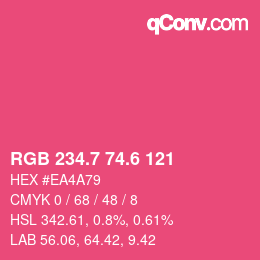 カラーコード: RGB 234.7 74.6 121 | qconv.com