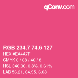 カラーコード: RGB 234.7 74.6 127 | qconv.com