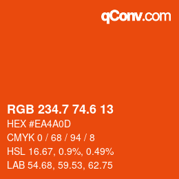 カラーコード: RGB 234.7 74.6 13 | qconv.com