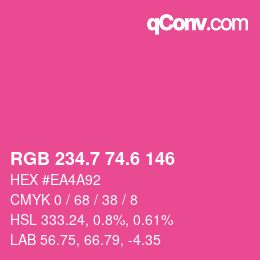 カラーコード: RGB 234.7 74.6 146 | qconv.com