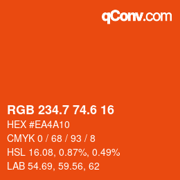 カラーコード: RGB 234.7 74.6 16 | qconv.com