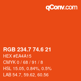 カラーコード: RGB 234.7 74.6 21 | qconv.com