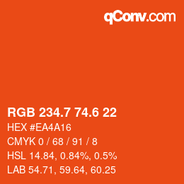 カラーコード: RGB 234.7 74.6 22 | qconv.com