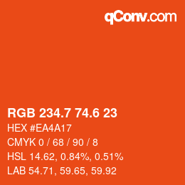 カラーコード: RGB 234.7 74.6 23 | qconv.com