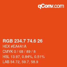 カラーコード: RGB 234.7 74.6 26 | qconv.com