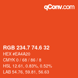 カラーコード: RGB 234.7 74.6 32 | qconv.com