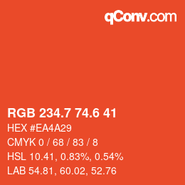 カラーコード: RGB 234.7 74.6 41 | qconv.com