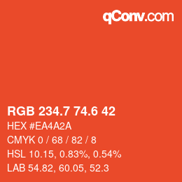 カラーコード: RGB 234.7 74.6 42 | qconv.com
