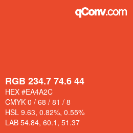 カラーコード: RGB 234.7 74.6 44 | qconv.com