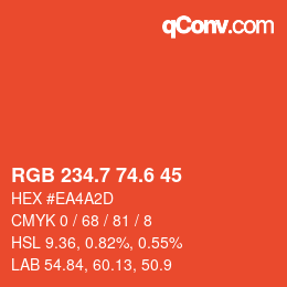 カラーコード: RGB 234.7 74.6 45 | qconv.com