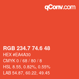 カラーコード: RGB 234.7 74.6 48 | qconv.com