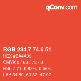 カラーコード: RGB 234.7 74.6 51 | qconv.com
