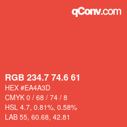 カラーコード: RGB 234.7 74.6 61 | qconv.com
