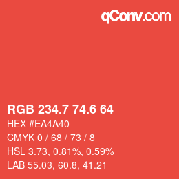 カラーコード: RGB 234.7 74.6 64 | qconv.com