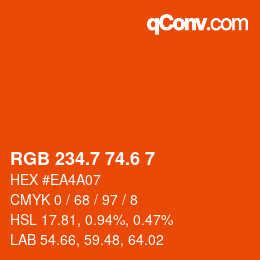 カラーコード: RGB 234.7 74.6 7 | qconv.com