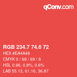 カラーコード: RGB 234.7 74.6 72 | qconv.com