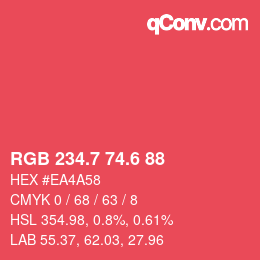 カラーコード: RGB 234.7 74.6 88 | qconv.com