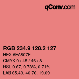 カラーコード: RGB 234.9 128.2 127 | qconv.com