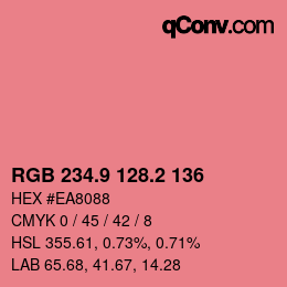 カラーコード: RGB 234.9 128.2 136 | qconv.com
