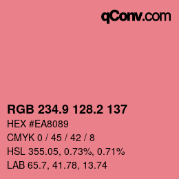 カラーコード: RGB 234.9 128.2 137 | qconv.com