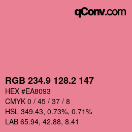 カラーコード: RGB 234.9 128.2 147 | qconv.com