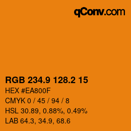 カラーコード: RGB 234.9 128.2 15 | qconv.com