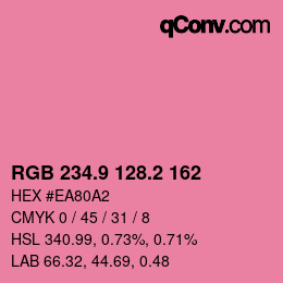 カラーコード: RGB 234.9 128.2 162 | qconv.com