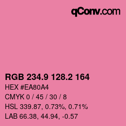 カラーコード: RGB 234.9 128.2 164 | qconv.com
