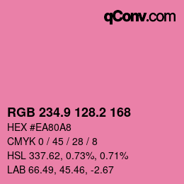カラーコード: RGB 234.9 128.2 168 | qconv.com
