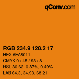 カラーコード: RGB 234.9 128.2 17 | qconv.com