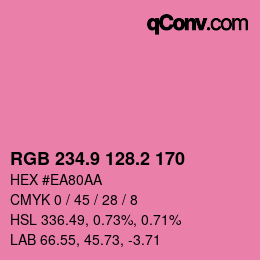 カラーコード: RGB 234.9 128.2 170 | qconv.com