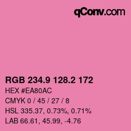 カラーコード: RGB 234.9 128.2 172 | qconv.com