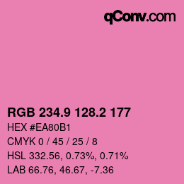 カラーコード: RGB 234.9 128.2 177 | qconv.com