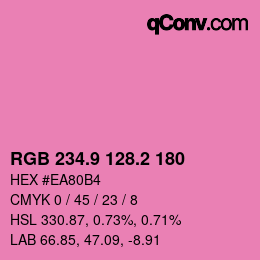カラーコード: RGB 234.9 128.2 180 | qconv.com