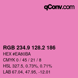 カラーコード: RGB 234.9 128.2 186 | qconv.com