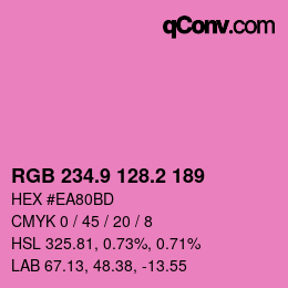 カラーコード: RGB 234.9 128.2 189 | qconv.com
