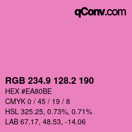 カラーコード: RGB 234.9 128.2 190 | qconv.com