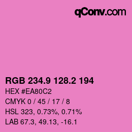 カラーコード: RGB 234.9 128.2 194 | qconv.com