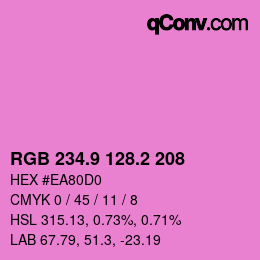 カラーコード: RGB 234.9 128.2 208 | qconv.com
