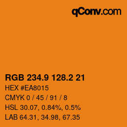 カラーコード: RGB 234.9 128.2 21 | qconv.com