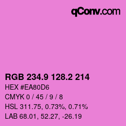 カラーコード: RGB 234.9 128.2 214 | qconv.com
