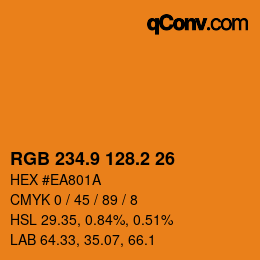 カラーコード: RGB 234.9 128.2 26 | qconv.com