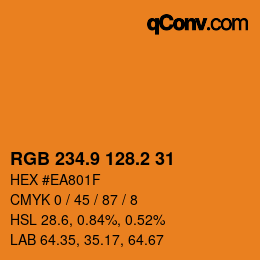 カラーコード: RGB 234.9 128.2 31 | qconv.com