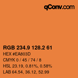 カラーコード: RGB 234.9 128.2 61 | qconv.com