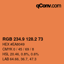 カラーコード: RGB 234.9 128.2 73 | qconv.com