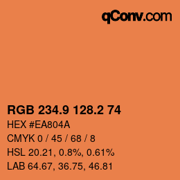 カラーコード: RGB 234.9 128.2 74 | qconv.com