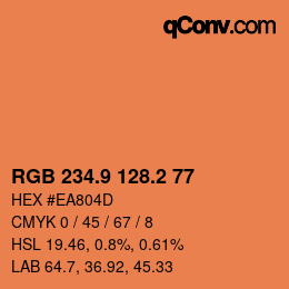 カラーコード: RGB 234.9 128.2 77 | qconv.com