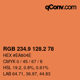 カラーコード: RGB 234.9 128.2 78 | qconv.com