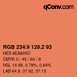 カラーコード: RGB 234.9 128.2 93 | qconv.com
