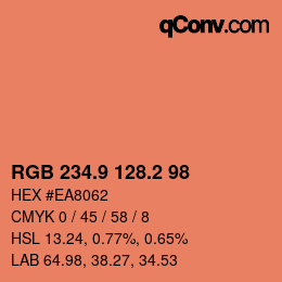 Farbcode: RGB 234.9 128.2 98 | qconv.com